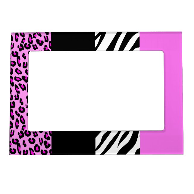 Leopard Print, Zebra Print, Animal Print, Pink Magnetic Frame (Front)