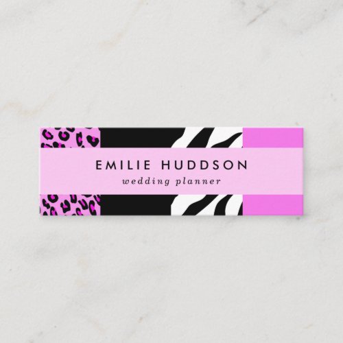 Leopard Print Zebra Print Animal Print Pink Mini Business Card