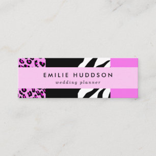 Leopard Print, Zebra Print, Animal Print, Pink Mini Business Card
