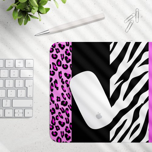 Leopard Print Zebra Print Animal Print Pink Mouse Pad