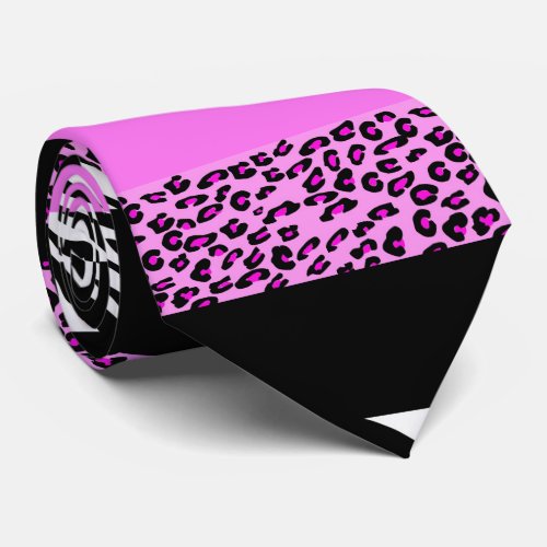 Leopard Print Zebra Print Animal Print Pink Neck Tie