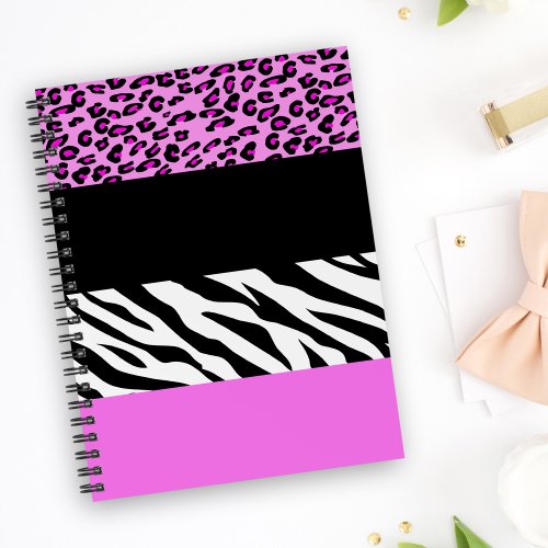 Leopard Print Zebra Print Animal Print Pink Notebook
