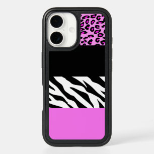 Leopard Print, Zebra Print, Animal Print, Pink iPhone 16 Case