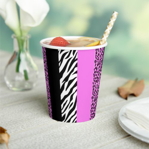 Leopard Print Zebra Print Animal Print Pink Paper Cups