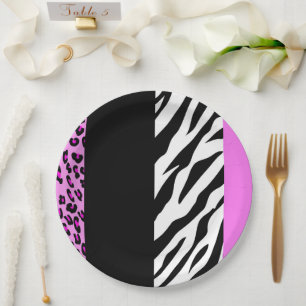 Leopard Print, Zebra Print, Animal Print, Pink Paper Plates