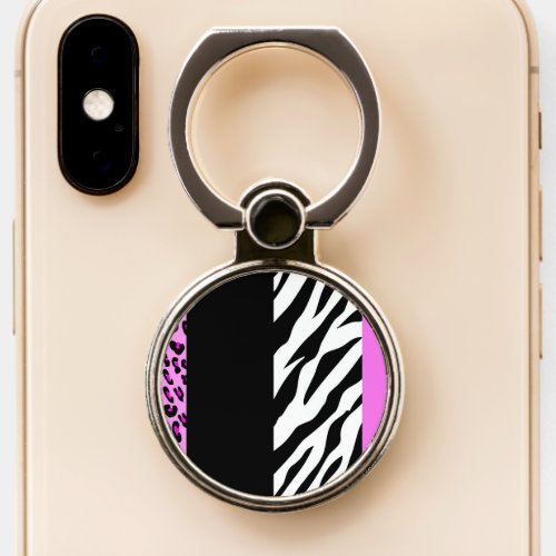 Leopard Print Zebra Print Animal Print Pink Phone Ring Stand