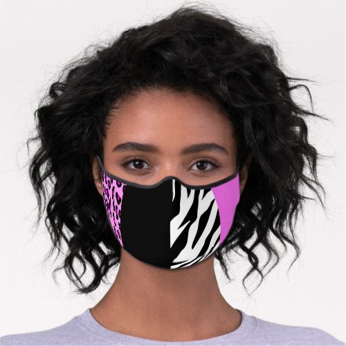 Leopard Print Zebra Print Animal Print Pink Premium Face Mask