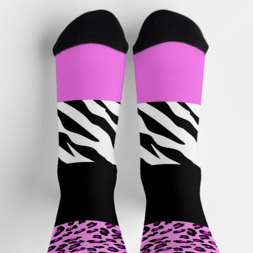 Leopard Print Zebra Print Animal Print Pink Socks