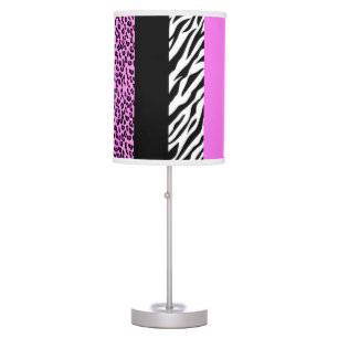 Leopard Print, Zebra Print, Animal Print, Pink Table Lamp