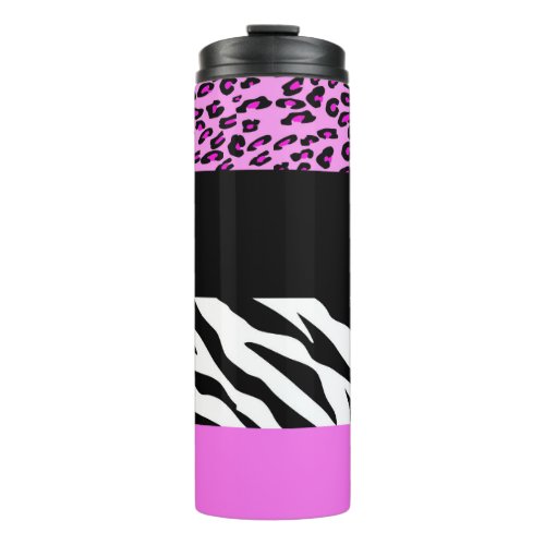 Leopard Print Zebra Print Animal Print Pink Thermal Tumbler