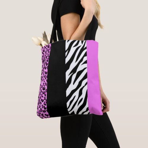 Leopard Print Zebra Print Animal Print Pink Tote Bag