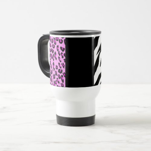 Leopard Print Zebra Print Animal Print Pink Travel Mug