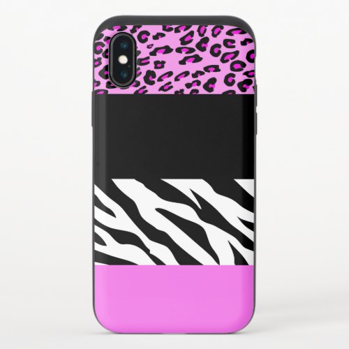 Leopard Print Zebra Print Animal Print Pink iPhone X Slider Case