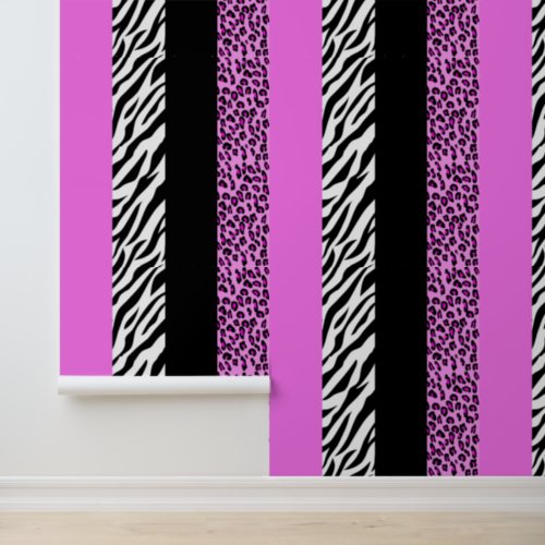 Leopard Print Zebra Print Animal Print Pink Wallpaper
