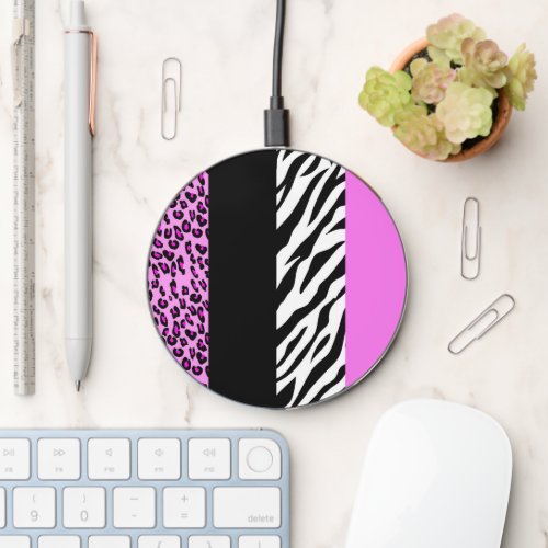 Leopard Print Zebra Print Animal Print Pink Wireless Charger