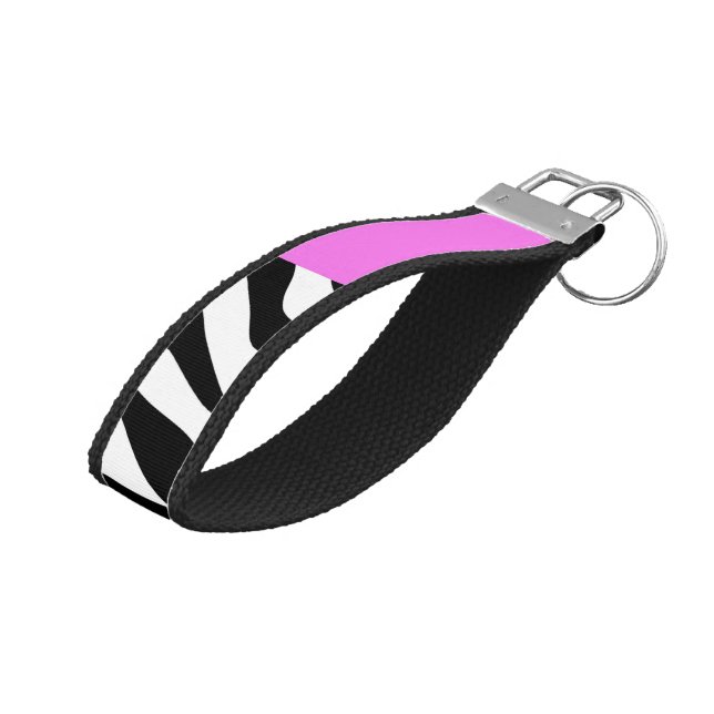 Leopard Print, Zebra Print, Animal Print, Pink Wrist Keychain (Angled Up)