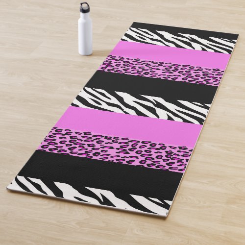 Leopard Print Zebra Print Animal Print Pink Yoga Mat