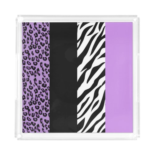 Leopard Print Zebra Print Animal Print Purple Acrylic Tray