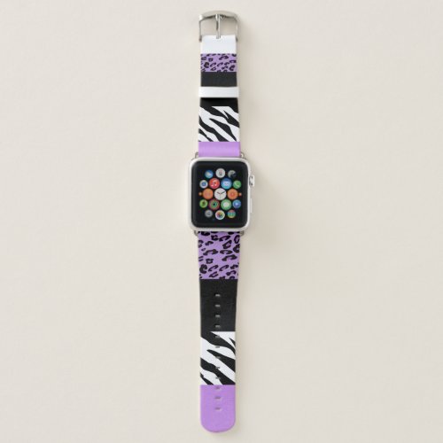 Leopard Print Zebra Print Animal Print Purple Apple Watch Band