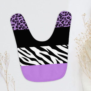 Leopard Print, Zebra Print, Animal Print, Purple Baby Bib