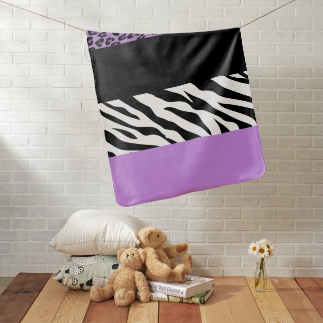 Leopard Print, Zebra Print, Animal Print, Purple Baby Blanket (In Situ)