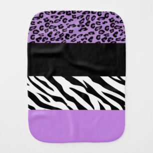 Leopard Print, Zebra Print, Animal Print, Purple Baby Burp Cloth