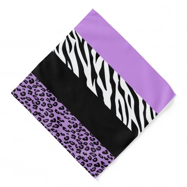 Leopard Print, Zebra Print, Animal Print, Purple Bandana (Front)
