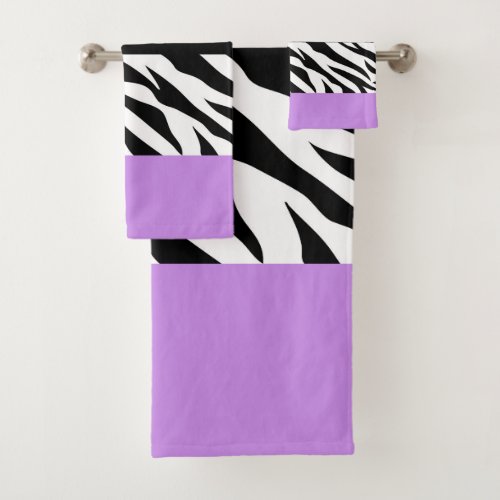 Leopard Print Zebra Print Animal Print Purple Bath Towel Set