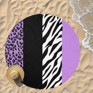 Leopard Print, Zebra Print, Animal Print, Purple Beach Towel