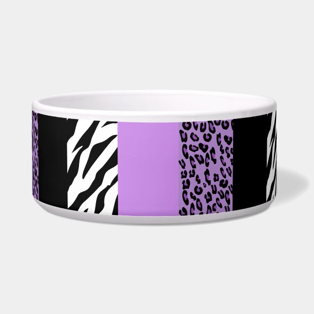 Leopard Print, Zebra Print, Animal Print, Purple Bowl (Front)