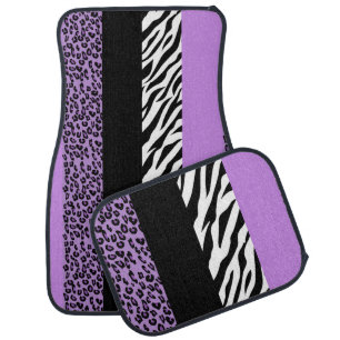 Leopard Print, Zebra Print, Animal Print, Purple Car Floor Mat