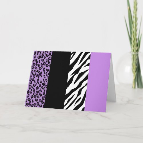 Leopard Print Zebra Print Animal Print Purple Card