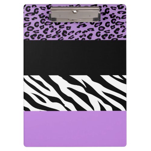 Leopard Print Zebra Print Animal Print Purple Clipboard