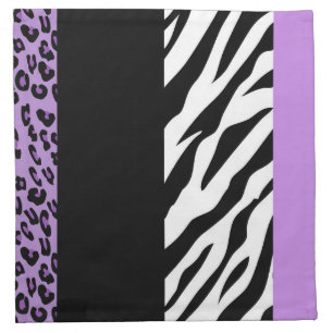 Leopard Print, Zebra Print, Animal Print, Purple Cloth Napkin