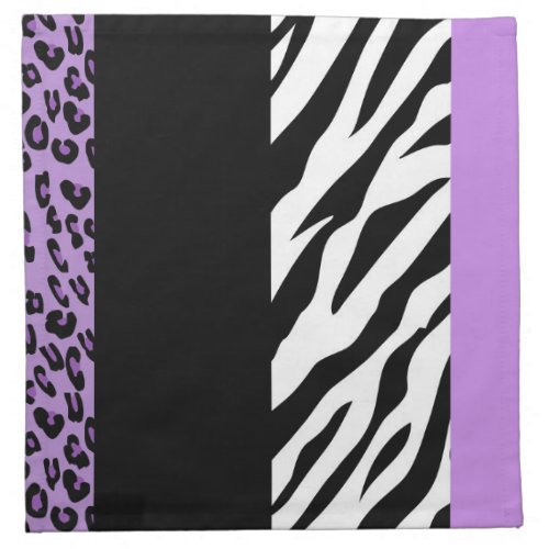 Leopard Print Zebra Print Animal Print Purple Cloth Napkin