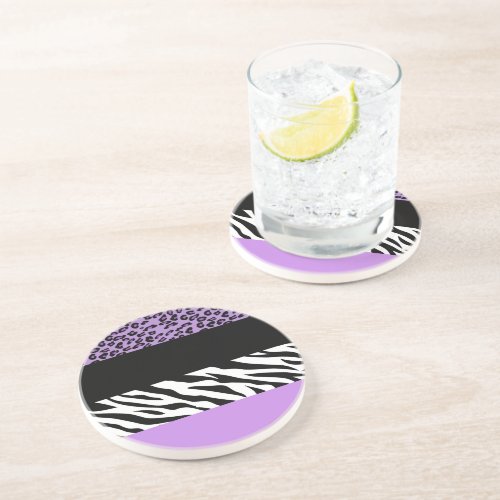 Leopard Print Zebra Print Animal Print Purple Coaster