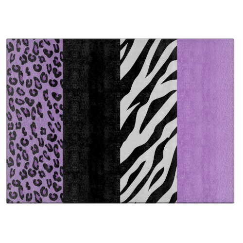 Leopard Print Zebra Print Animal Print Purple Cutting Board