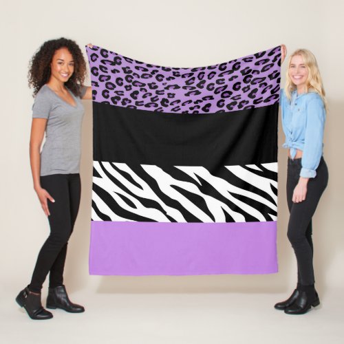 Leopard Print Zebra Print Animal Print Purple Fleece Blanket