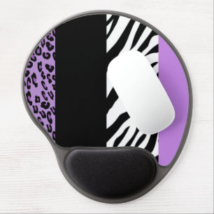 Leopard Print, Zebra Print, Animal Print, Purple Gel Mouse Pad
