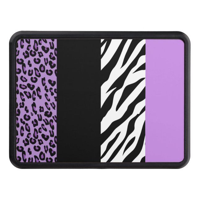 Leopard Print, Zebra Print, Animal Print, Purple Hitch Cover (Front)