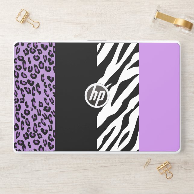 Leopard Print, Zebra Print, Animal Print, Purple HP Laptop Skin (Desk)