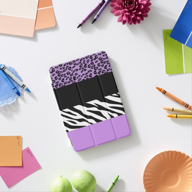 Leopard Print, Zebra Print, Animal Print, Purple iPad Mini Cover (In Situ)