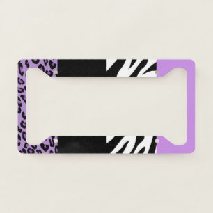 Leopard Print, Zebra Print, Animal Print, Purple License Plate Frame