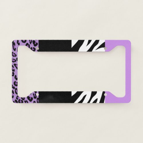 Leopard Print Zebra Print Animal Print Purple License Plate Frame