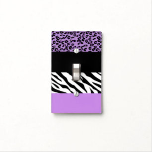 Leopard Print, Zebra Print, Animal Print, Purple Light Switch Cover