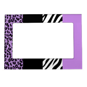 Leopard Print, Zebra Print, Animal Print, Purple Magnetic Frame