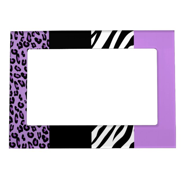 Leopard Print, Zebra Print, Animal Print, Purple Magnetic Frame (Front)