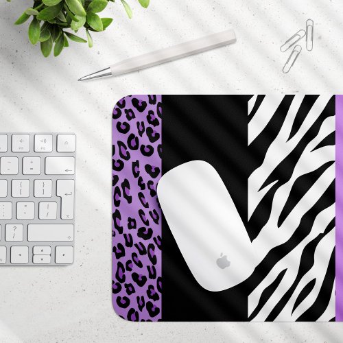 Leopard Print Zebra Print Animal Print Purple Mouse Pad