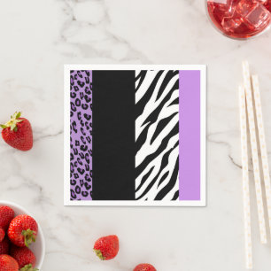 Leopard Print, Zebra Print, Animal Print, Purple Napkins