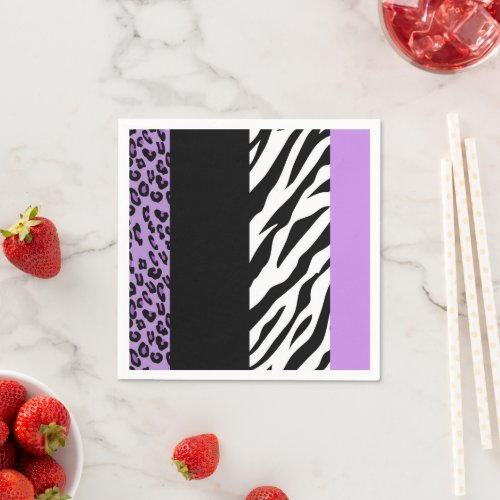 Leopard Print Zebra Print Animal Print Purple Napkins